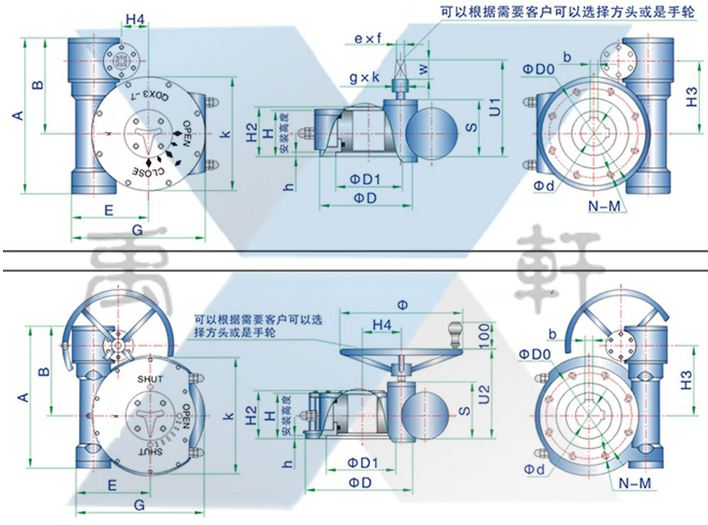 QDX3-G系列管网式蜗轮箱(图1)